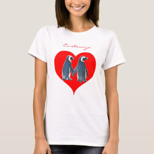 Liebesvögel Penguin Paare Rotes Herz Thunder_Cove T-Shirt