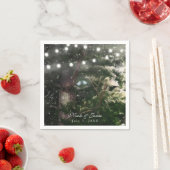 Liebesvögel + Pine Tree Night Hochzeit Empfang Serviette (Beispiel)