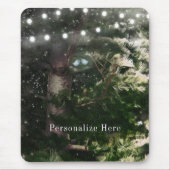 Liebesvögel + Pine Tree Night Rustikal Personalisi Mousepad (Vorne)