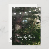 Liebesvögel + Pine Tree Night Save the Date Ankündigungspostkarte (Vorne/Hinten)