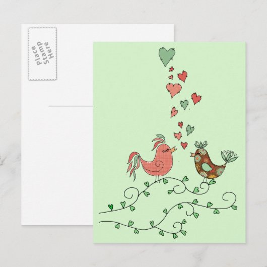 Liebesvögel Postkarte (Vorne/Hinten)