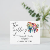 Liebesvögel: Rett den Hochzeitstag. bearbeitbar Postkarte (Stehend Vorderseite)