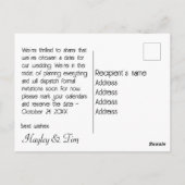 Liebesvögel: Rett den Hochzeitstag. bearbeitbar Postkarte (Rückseite)