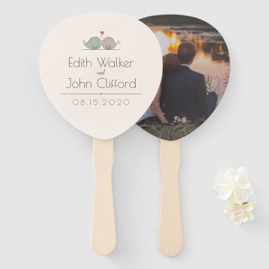 Liebesvögel | Romantische Vintage Hochzeit Fächer (Vorne und Hinten)