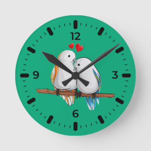Liebesvögel Romantisches Paar Wanduhr