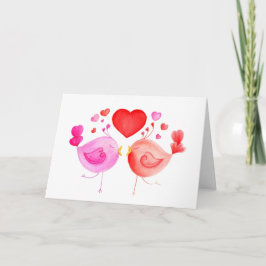 Liebesvögel Rosa Rosa Valentine Kunst-Karte Feiertagskarte