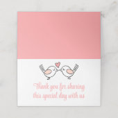 Liebesvögel Rosa weiße Lovebirds Danke Hochzeit Platzkarte (Außenseite Aufgefaltet)