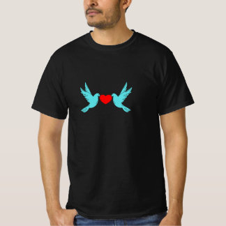 Liebesvögel Rotes Herz Romantisches Design T-Shirt