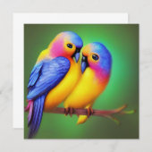 Liebesvögel Schöne Farbe Einladung (Vorne/Hinten)