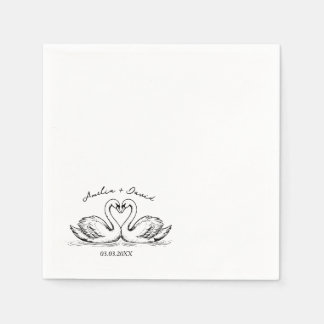 Liebesvogel-Schwäne Handgezeichnete Servietten, Pe Serviette