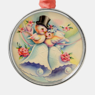 Liebesvögel Silbernes Ornament