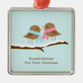 Liebesvögel Silbernes Ornament (Vorne)