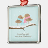 Liebesvögel Silbernes Ornament (Links)