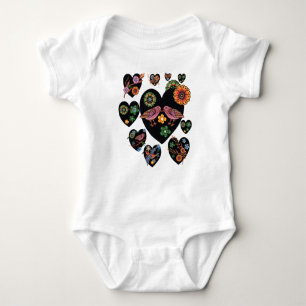 Liebesvögel Skandinavische Volkskunst Kunst Baby Strampler