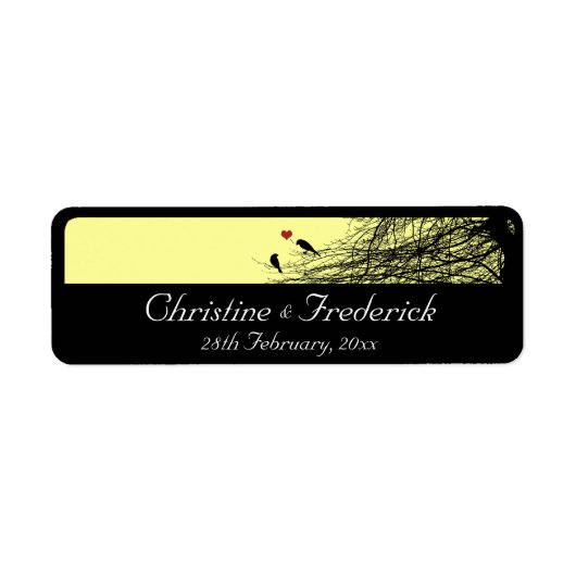 Liebesvögel, Souvenir-Hochzeitslabel (Vorne)