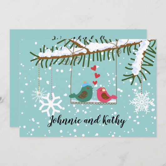 Liebesvögel Swing Winter Empfang nur Einladung (Vorne/Hinten)