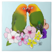 Liebesvögel Tropische Blume Fliese (Vorderseite)
