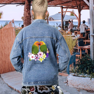 Liebesvögel Tropische Blume Jeansjacke