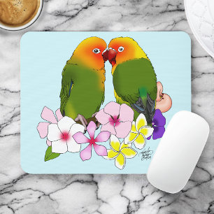 Liebesvögel Tropische Blume Mousepad
