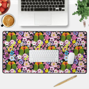 Liebesvögel Tropische Blume Schreibtischunterlage