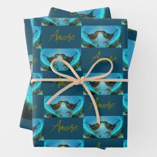 Liebesvögel - Umschlagpapier Geschenkpapier Set
