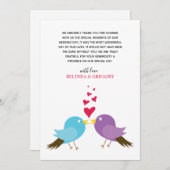 Liebesvögel und Herz-Hochzeit Dankeskarte (Vorne/Hinten)