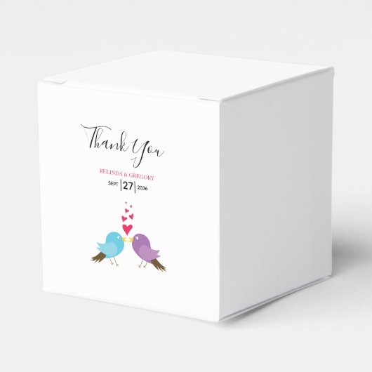 Liebesvögel und Herz-Hochzeit Geschenkschachtel (Vorderseite)
