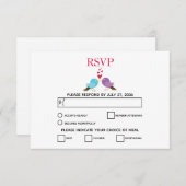 Liebesvögel und Herz-Hochzeit-RSVP-Karten RSVP Karte (Vorne/Hinten)