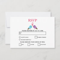 Liebesvögel und Herz-Hochzeit-RSVP-Karten