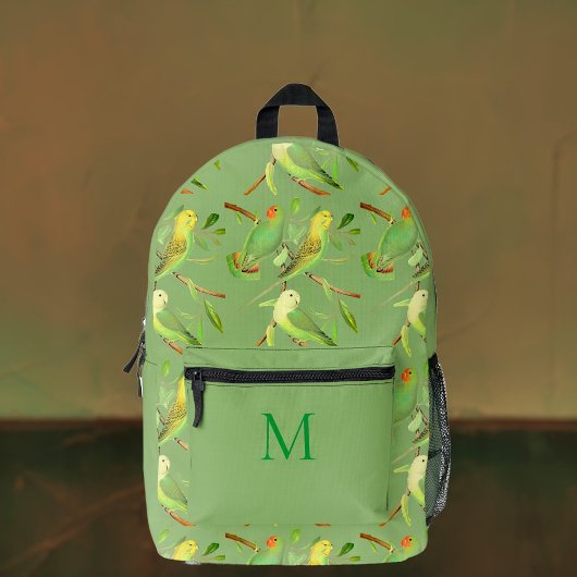 Liebesvögel und -paraket - mit Monogramm Bedruckter Rucksack