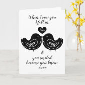 Liebesvögel und romantisches Zitat Karte (Gelbe Blume)