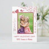 Liebesvögel Valentinstag Herzkarte Einladung (Stehend Vorderseite)