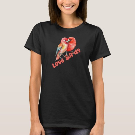 Liebesvögel Valentinstag T-Shirt (Vorderseite)