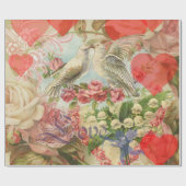 Liebesvögel Vintag antikes Herz Geschenkpapier (Flach)