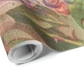 Liebesvögel Vintag antikes Herz Geschenkpapier (Rolleneckpunkt)