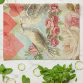 Liebesvögel Vintag antikes Herz Geschirrtuch (Gefaltet)