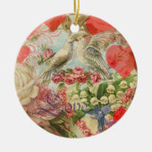 Liebesvögel Vintag antikes Herz Keramik Ornament (Vorne)