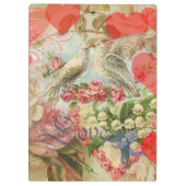 Liebesvögel Vintag antikes Herz Klemmbrett (Rückseite)