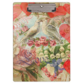 Liebesvögel Vintag antikes Herz Klemmbrett (Vorderseite)