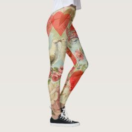 Liebesvögel Vintag antikes Herz Leggings