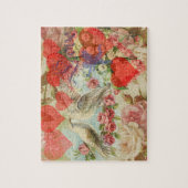 Liebesvögel Vintag antikes Herz Puzzle (Vertikal)