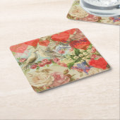 Liebesvögel Vintag antikes Herz Rechteckiger Pappuntersetzer (angewinkelt)