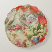 Liebesvögel Vintag antikes Herz Rundes Kissen (Rückseite)