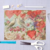 Liebesvögel Vintag antikes Herz Seidenpapier (Handwerk)