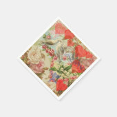 Liebesvögel Vintag antikes Herz Serviette (Ecke)