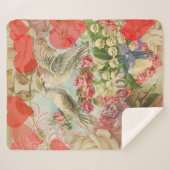 Liebesvögel Vintag antikes Herz Sherpadecke (Vorderseite (Horizontal))