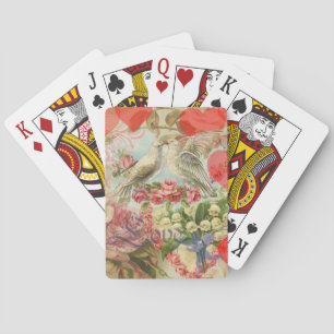 Liebesvögel Vintag antikes Herz Spielkarten