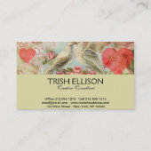 Liebesvögel Vintag antikes Herz Visitenkarte (Rückseite)