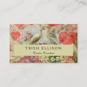 Liebesvögel Vintag antikes Herz Visitenkarte