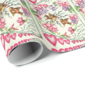 Liebesvögel Vintag Valentinstag Wrapping Paper Geschenkpapier (Rolleneckpunkt)